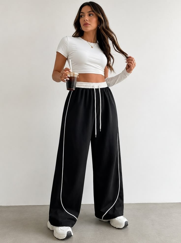 Women's Contrast Waistband Relaxed Pant